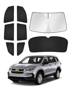 lot 47374 image: Canvcle Sunshades for Honda Pilot 2016-2022 Accessories Windshield Sun Shade Side Rear Window Shade Cover Sun Visor Shield Privacy Protection Keep Vehicle Cool Black 8PCS - Retail $59