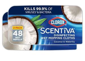 lot 47383 image: Clorox Scentiva Disinfecting Wet Mopping Cloths - Coconut & Waterlily- 24ct, 2Pack. - Retail $20