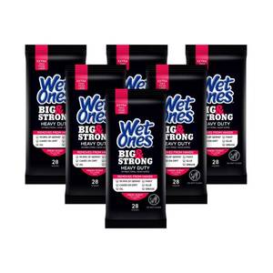 lot 47384 image: Wet Ones Big & Strong Antibacterial Hand Wipes, Fresh Scent, 28 ct (6 Pack) - Retail $20
