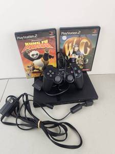 lot 51 image: Sony PlayStation 2 SCPH-70001 with Controller, 2 Games, AV Cable