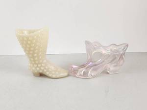 lot 57 image: Pair of Vintage Fenton Glass Boots
