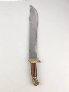 lot 68 image: Vintage Large Bowie Knife w Carved Brass Eagle Handle&nbsp