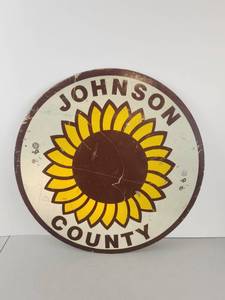 lot 100 image: Vintage Metal Johnson County Sunflower Highway Sign