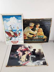 lot 106 image: Vintage Coca-Cola Advertising Signs Lot of 3