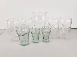 lot 124 image: Vintage to Now Coca-Cola Glass Drinkware Lot 8 Pieces Assorted Sizes