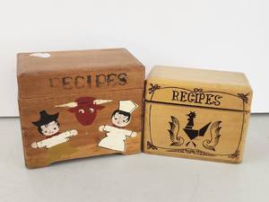 lot 129 image: Vintage Pair of Wooden Recipe Boxes