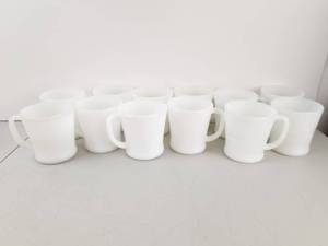 lot 179 image: Fire King 12-Piece White Milk Glass Mug Set