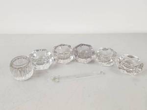 lot 193 image: 6-Piece Clear Glass Salt Cellar Set with Spoon