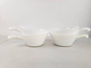lot 202 image: Anchor Hocking Milk Glass Soup Bowls Vintage Lot of 4