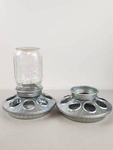 lot 203 image: Poultry Waterer Feeder Base 2-Piece Lot with Mason Jar