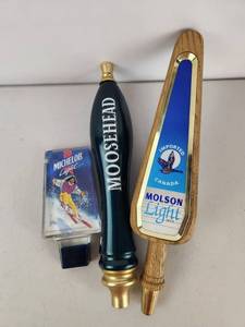 lot 210 image: Vintage Beer Tap Handle Lot Moosehead Molson Light Michelob Light 3 Piece