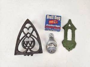 lot 243 image: Vintage Lot Sad Iron Trivet Bottle Opener