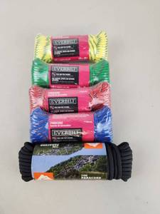 lot 265 image: Everbilt Paracord Lot 5 Rope 18 in x 50 ft 160 lb  1100 Paracord 50 ft