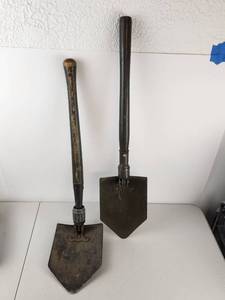 lot 274 image: Vintage Lot of 2 Military Entrenching Tool Shovels with Handles