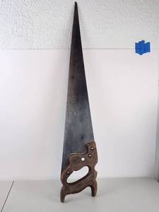 lot 285 image: Vintage Disston Hand Saw with Carved Wood Handle