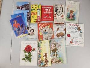 lot 351 image: Vintage Ephemera Mixed Greeting Cards Postcards and Booklets Lot