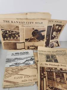 lot 354 image: Lot of Vintage Newspaper Sections Kansas City Star Pittsburgh Press 1936-1942