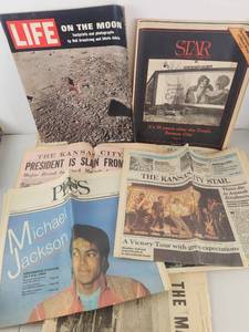 lot 355 image: Lot of Newspapers and Magazines Including LIFE Moon Landing and Kansas City Star