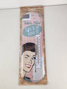 lot 357 image: Metal Thermometer Todays Menu Take It Or Leave It Durable Metal Design