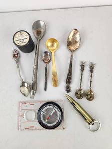 lot 368 image: Collectible Spoons Lot Compass Novelty Items Sun Electric
