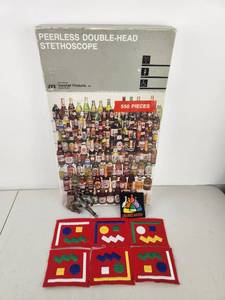 lot 400 image: Vintage Lot Peerless Double-Head Stethoscope 550 Piece Beer Puzzle Geometric Patches
