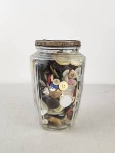 lot 412 image: Glass Jar Vintage Button Collection Sewing Craft Supplies