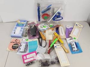 lot 421 image: Sewing Craft Supply Lot Velcro Needles Thread Buttons Scissors Tools