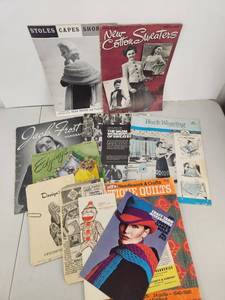 lot 424 image: Lot of 10 Vintage Knitting and Crochet Pattern Booklets and Magazines