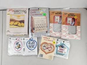 lot 432 image: Cross-Stitch Kits Lot 8 Items NeedleMagic Sunset Designs Jiffy Country Quilt