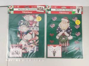 lot 437 image: PLAID Christmas Iron-On Transfer Lot Santa Americana New