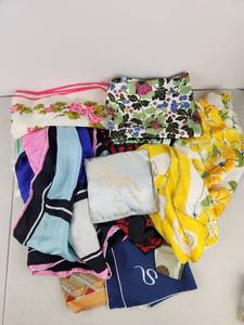 lot 448 image: Lot of Vintage Assorted Scarves with Floral and Geometric Prints