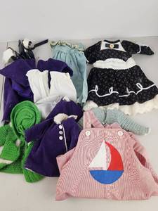 lot 466 image: Vintage Doll Clothing Lot Dresses Accessories