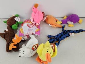 lot 490 image: Ty Teenie Beanies Lot 7 Plush Toy Animals Snort Goldies