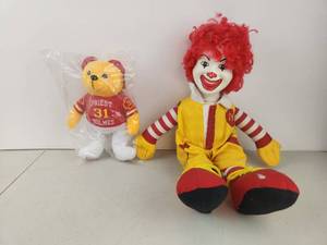 lot 525 image: Vintage McDonalds Ronald McDonald and Priest Holmes Plush Dolls Lot of 2