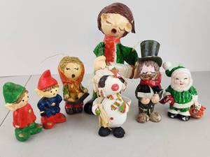 lot 540 image: Lot of Vintage Paper Mache Christmas Figurines Carolers Santa