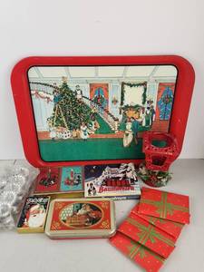 lot 544 image: Vintage Christmas Lot Tray Playing Cards & More