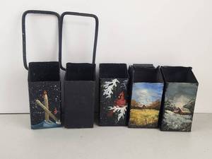 lot 606 image: Vintage Coal Miner Water Cans Hand Painted Folk Art