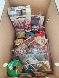 lot 616 image: Holiday Crafts Lot Rust-Oleum Paint Ribbon Decorations Collectibles