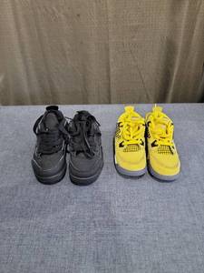 lot 791 image: Jordan Kids High-Top Sneakers Lot of 2 Pairs Black Size 9C and Yellow Size 8C
