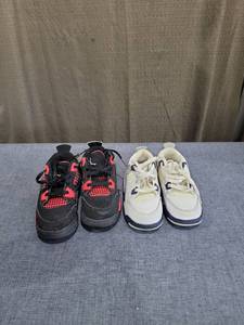 lot 792 image: Jordan Toddler Sneakers Lot 2  Pairs Black Size 9C and White Size 8C