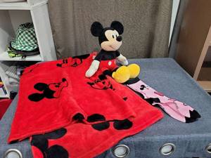 lot 799 image: Mickey Mouse Plush Toy and Blanket Lot