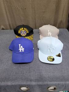 lot 806 image: MLB Baseball Cap Lot 4 Caps Golden State Warriors LA Dodgers Kansas City Royals