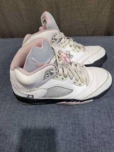 lot 819 image: Jordan Air Jordan 5 Retro Pink White Black High Top Sneakers Size 6.5Y