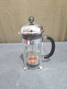lot 850 image: French Press Coffee Maker with Chrome Band and Black Handle