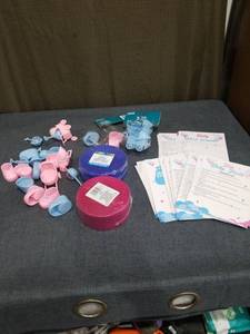 lot 889 image: Baby Shower Game Set Pink Blue Tableware Decorations Party Bundle