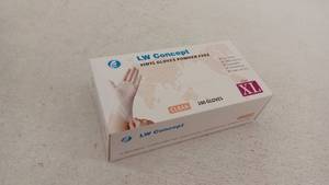 lot 11087 image: LW Concept Vinyl Gloves Powder Free Clear XL 100 Count