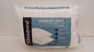 lot 11159 image: Beautyrest Memory Rest Cooling Foam Cluster Pillows 2-Pack