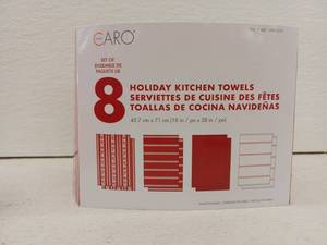 lot 11177 image: Caro Set of 8 Holiday Kitchen Towels 18in x 28in