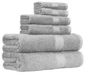 lot 11178 image: Purely Indulgent 6 Piece Egyptian Cotton Towel Set Gray