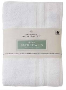 lot 11186 image: Lot of 6 White Cotton Bath Towels